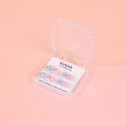 Tween 3D Press-On Nails – Dreamy Friends (Ages 8–12)