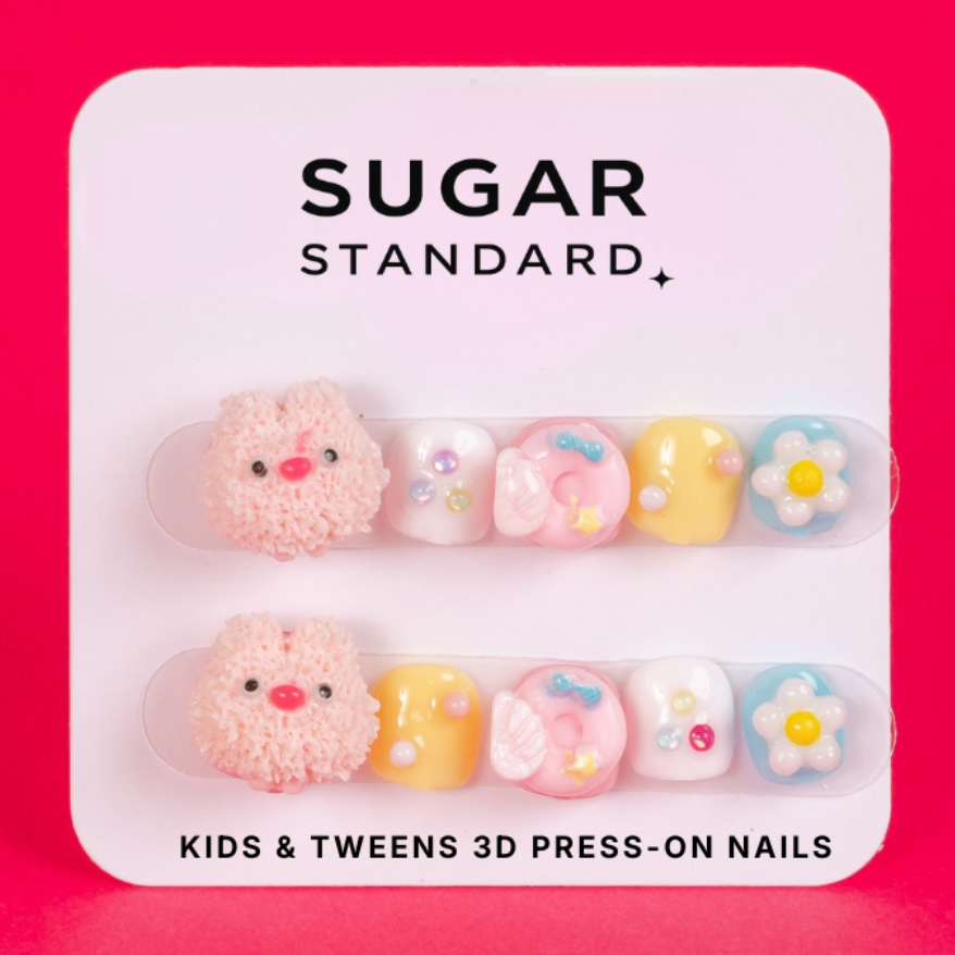 Kids 3D press-on nails with playful candy-inspired design