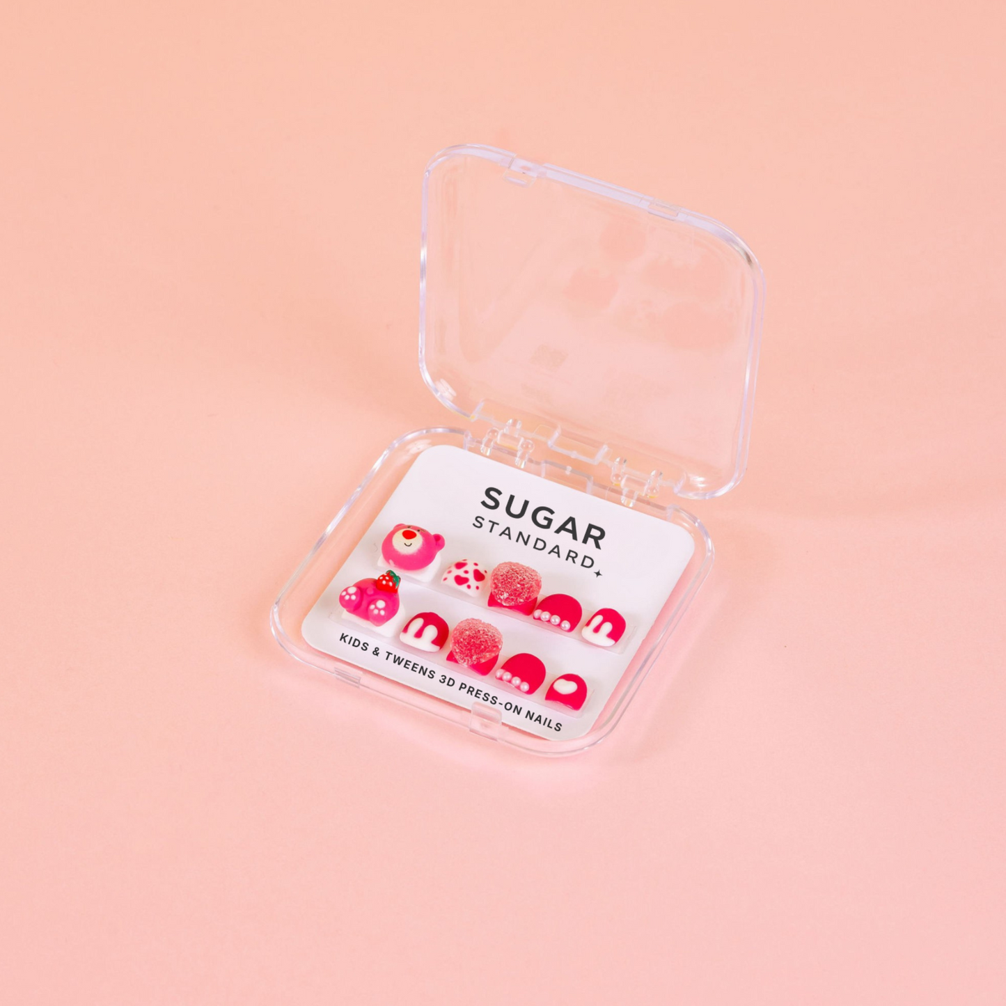 Kids 3D Press-On Nails – Sweetheart Bear (Ages 5-8)