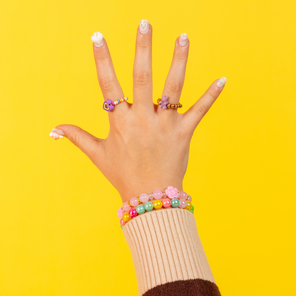 Tween 3D Press-On Nails – Rainbow Wishes (Ages 8–12)