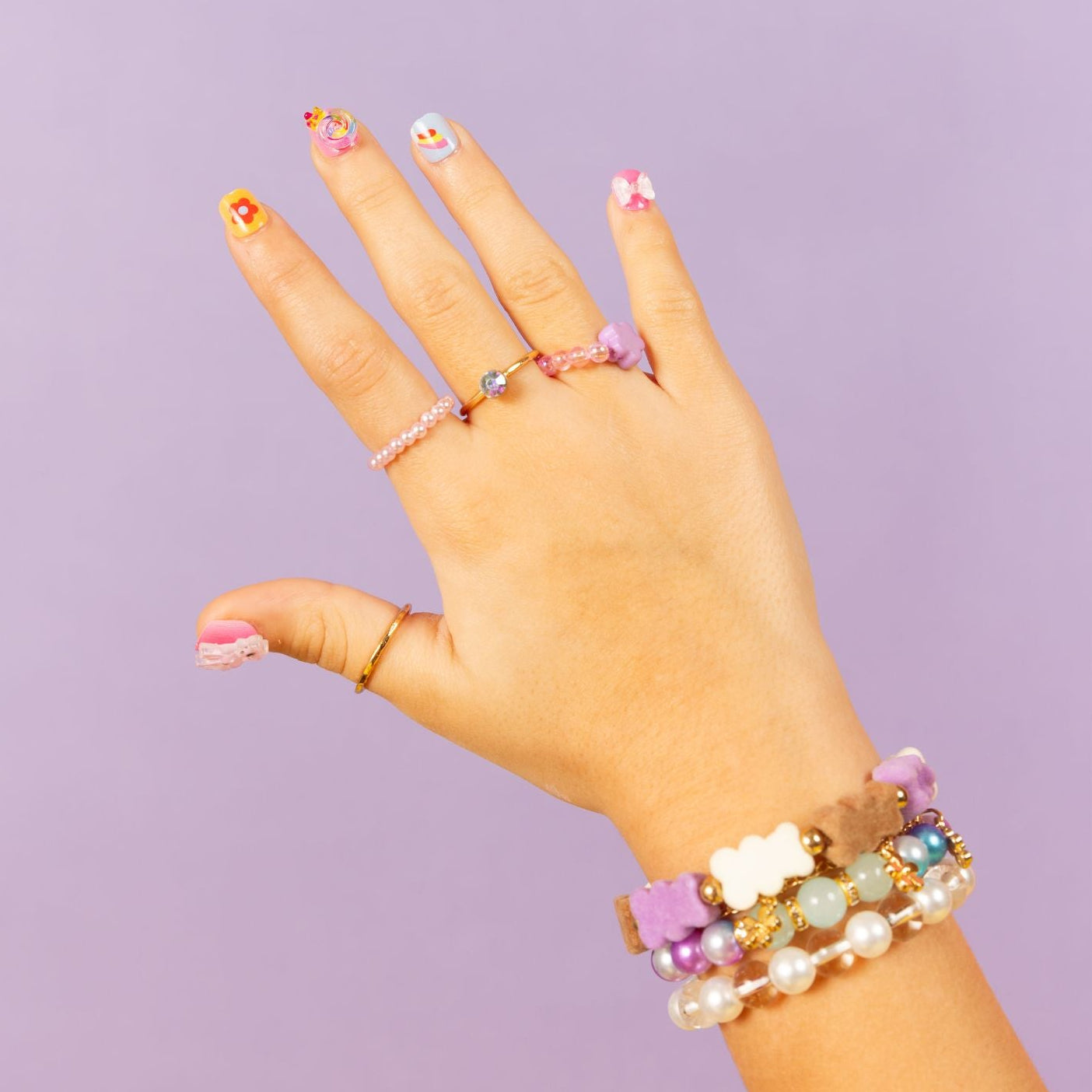 Kids 3D Press-On Nails – Rainbow Pony (Ages 5-8)